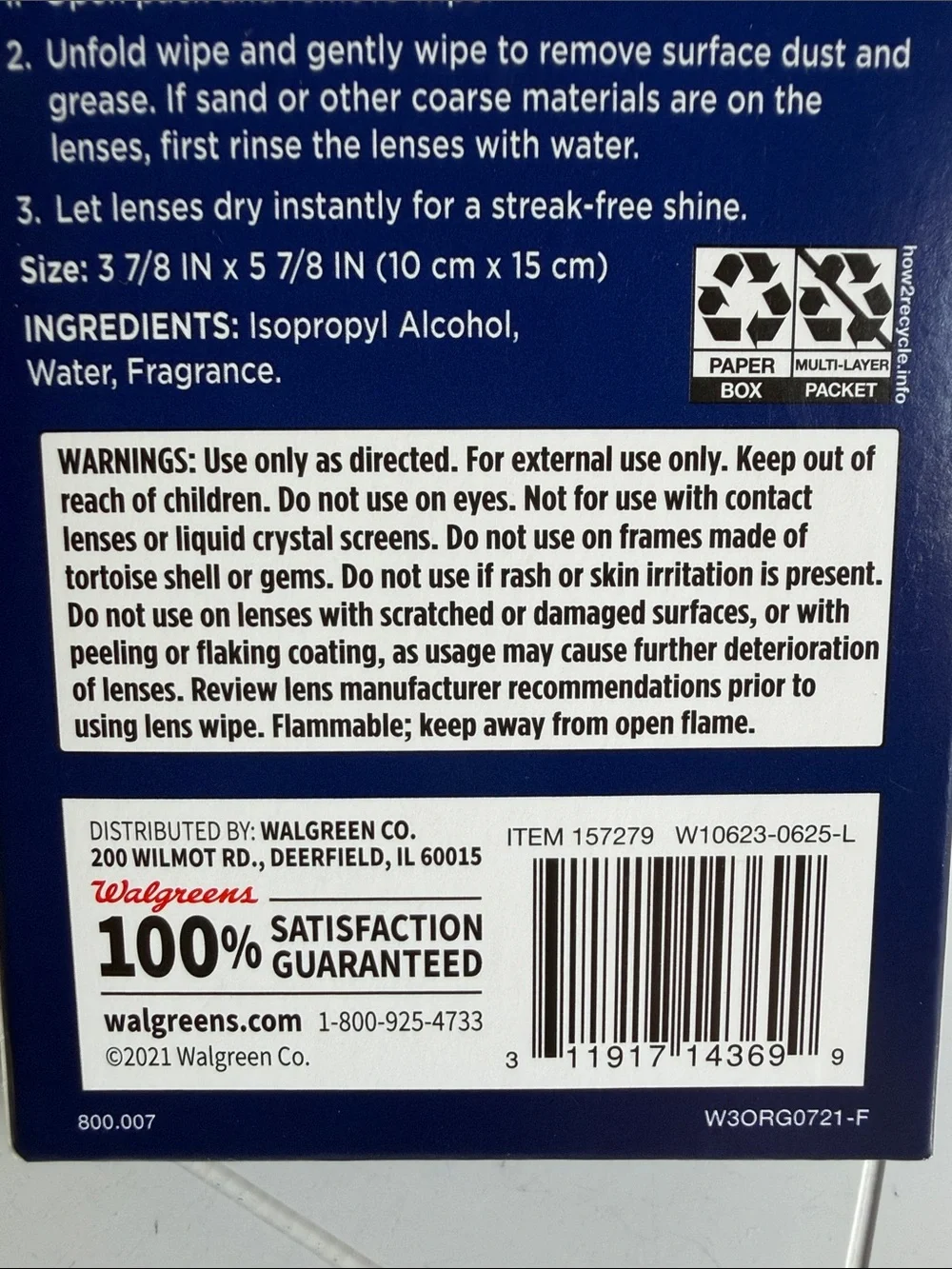 Walgreens Premium Microfiber Lens Wipes  Set of 2. (40 wipes per box)